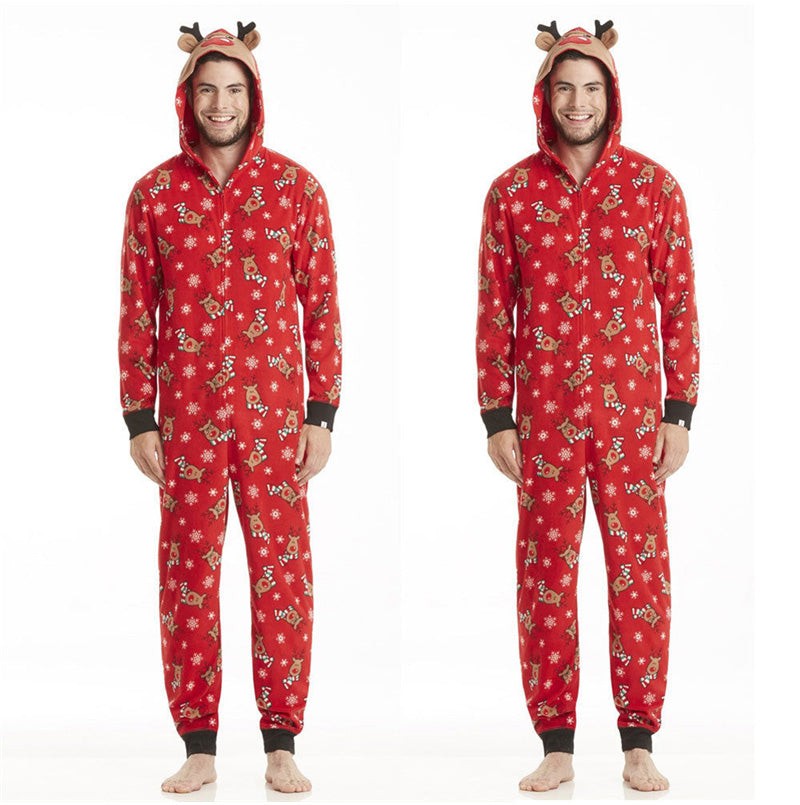 Holiday Reindeer Hoodie Cotton Pajamas