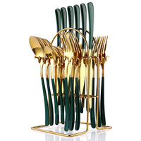 Elegant Stainless Steel Cutlery Set with Rack