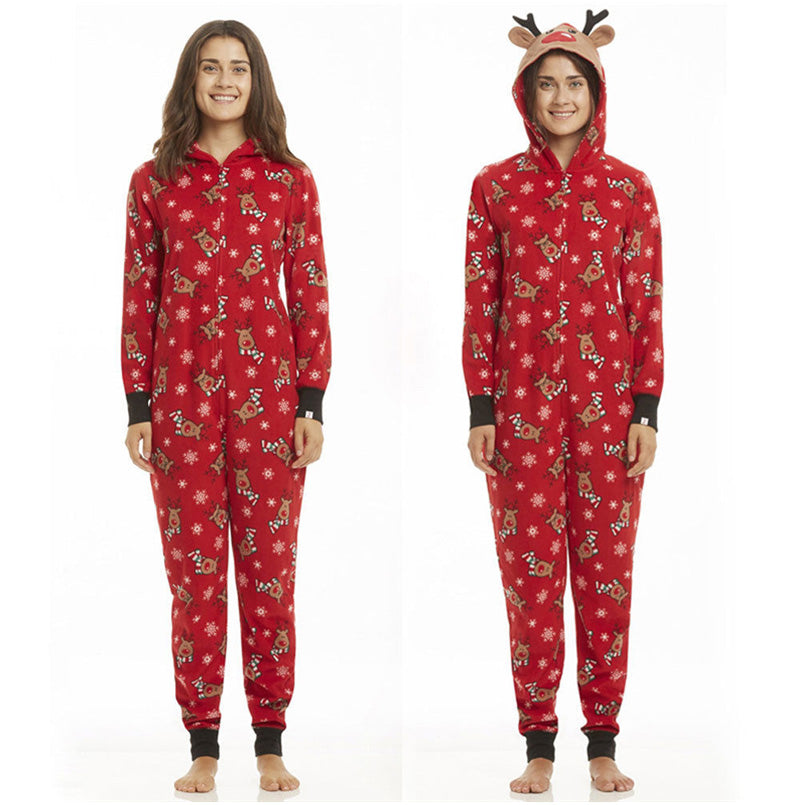 Holiday Reindeer Hoodie Cotton Pajamas