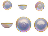 Rainbow Glass Plate Bowl Set