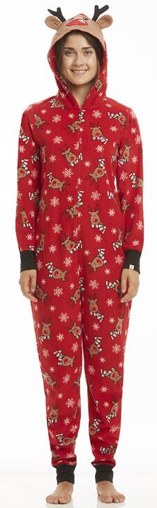 Holiday Reindeer Hoodie Cotton Pajamas