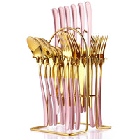 Elegant Stainless Steel Cutlery Set with Rack