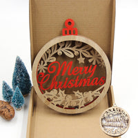 Engraved Wood Christmas Pendant