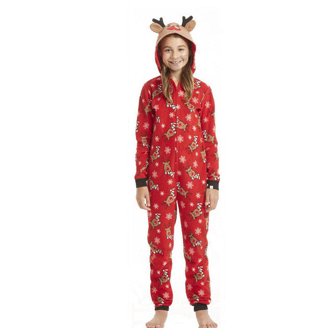 Holiday Reindeer Hoodie Cotton Pajamas