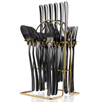 Elegant Stainless Steel Cutlery Set with Rack