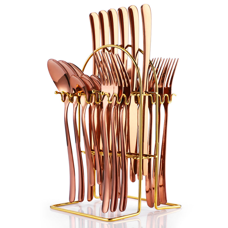 Elegant Stainless Steel Cutlery Set with Rack