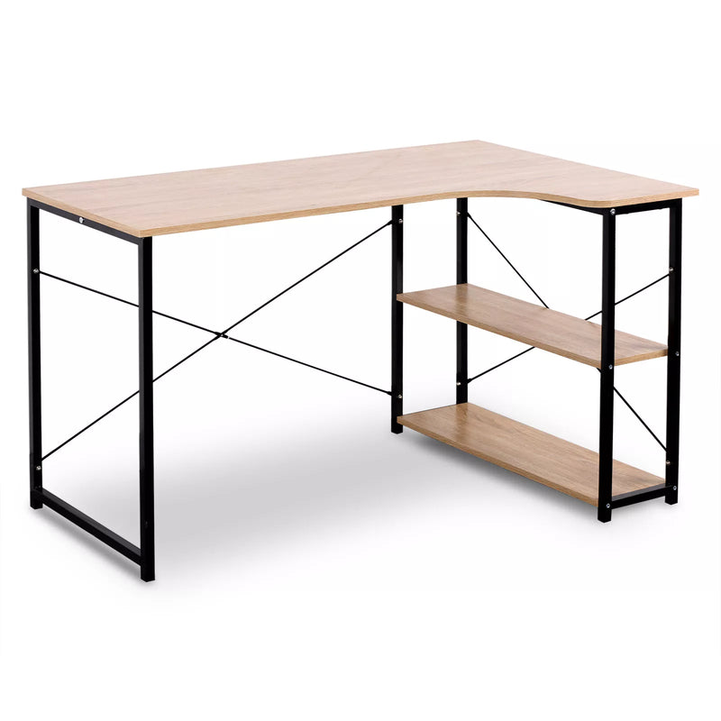 L-Shaped Office Desk with Shelves