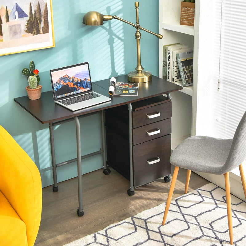 Compact Foldable Laptop Desk with Drawers