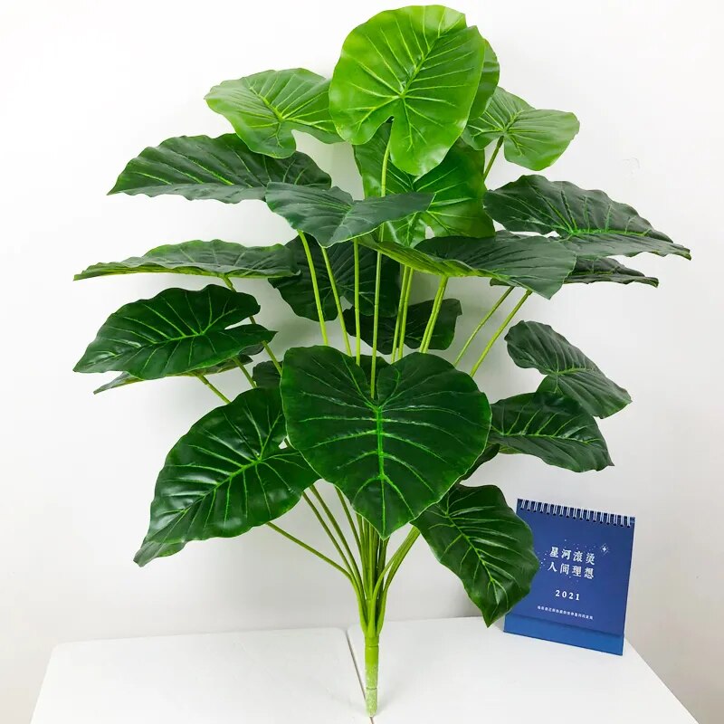 24-Head Artificial Monstera Tree: Real Touch, Tropical Palm Foliage, Home/Office Decor