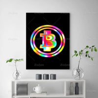 Nordic Bitcoin Neon Lights Canvas: Abstract Wall Art