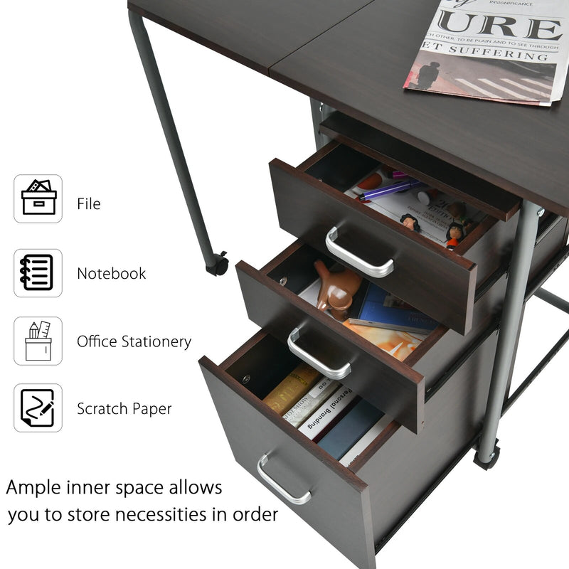 Compact Foldable Laptop Desk with Drawers