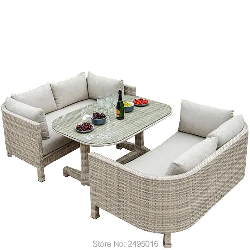 Metal Frame Rattan Dining Set