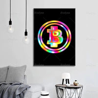 Nordic Bitcoin Neon Lights Canvas: Abstract Wall Art