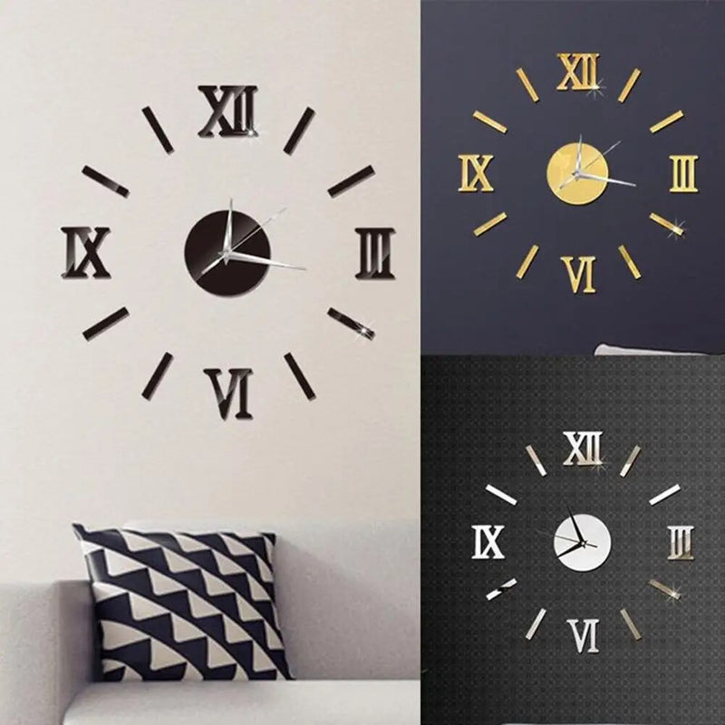 3D Mirror Sticker Wall Clock