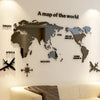 World Map Acrylic 3D Wall Sticker - Decor for Living Room, Bedroom, Office.