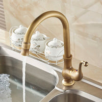 Antique Brass Swivel Spout Kitchen Faucet