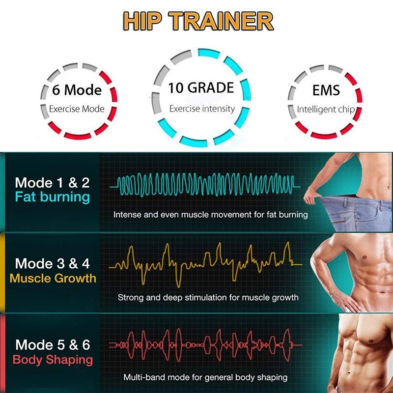 EMS Hip Trainer Muscle Stimulator Toner Vibration Electroestimulador Bodybuilding Slimming Machine Fitness Home Gym Equipment