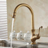 Antique Brass Swivel Spout Kitchen Faucet