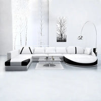 White Leather Chaise Lounge Sofa Set