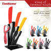 5-Piece Colorful Ceramic Knife Set with Peeler and Stand