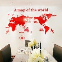 World Map Acrylic 3D Wall Sticker - Decor for Living Room, Bedroom, Office.