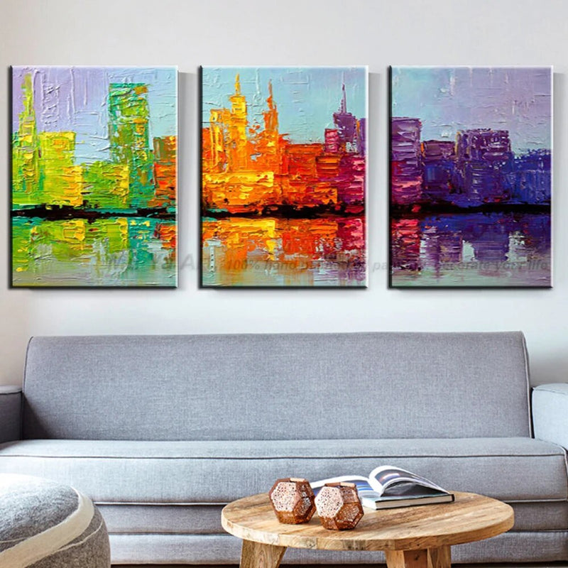 Abstract Cityscape 3-Piece Canvas Art