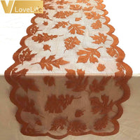 Golden Fall Maple Leaf Lace Table Runner: Elegant Autumn DÃ©cor