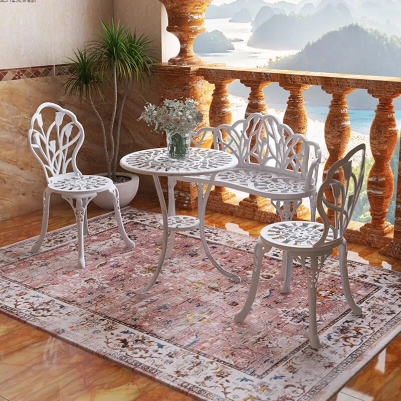 Lulip Pattern Cast Aluminum Balcony Love Seater