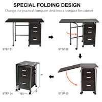 Compact Foldable Laptop Desk with Drawers