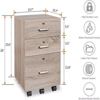 Lockable Oak File Cabinet