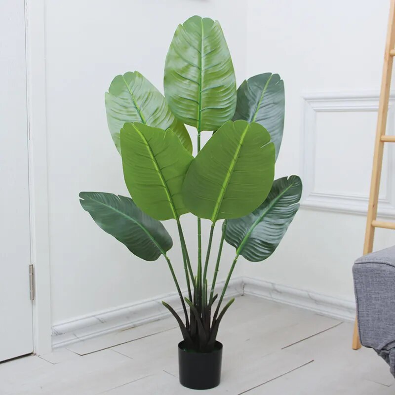 120cm Large Artificial Banana Tree: Green Plastic, Indoor, Tropical Theme, Home/Hotel/Office Decor.