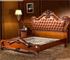 European Carved Leather Bed