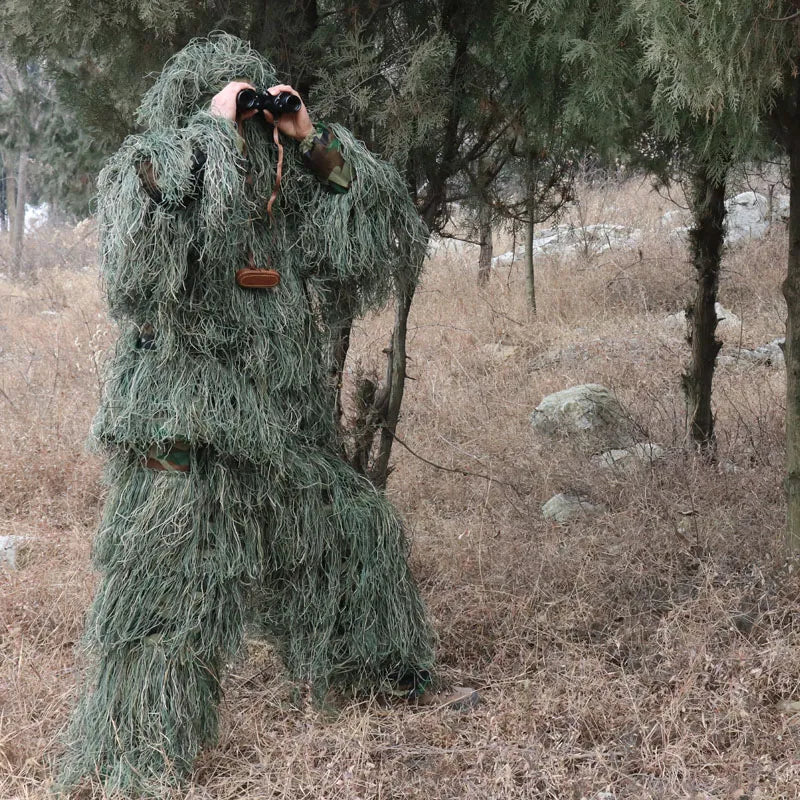 5pcs/set Camouflage Ghillie Suit Yowie Sniper Tactical Clothes Camo Suit for Hunting Paintball Ghillie Suit Men Hunting Clothes