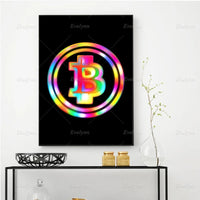 Nordic Bitcoin Neon Lights Canvas: Abstract Wall Art