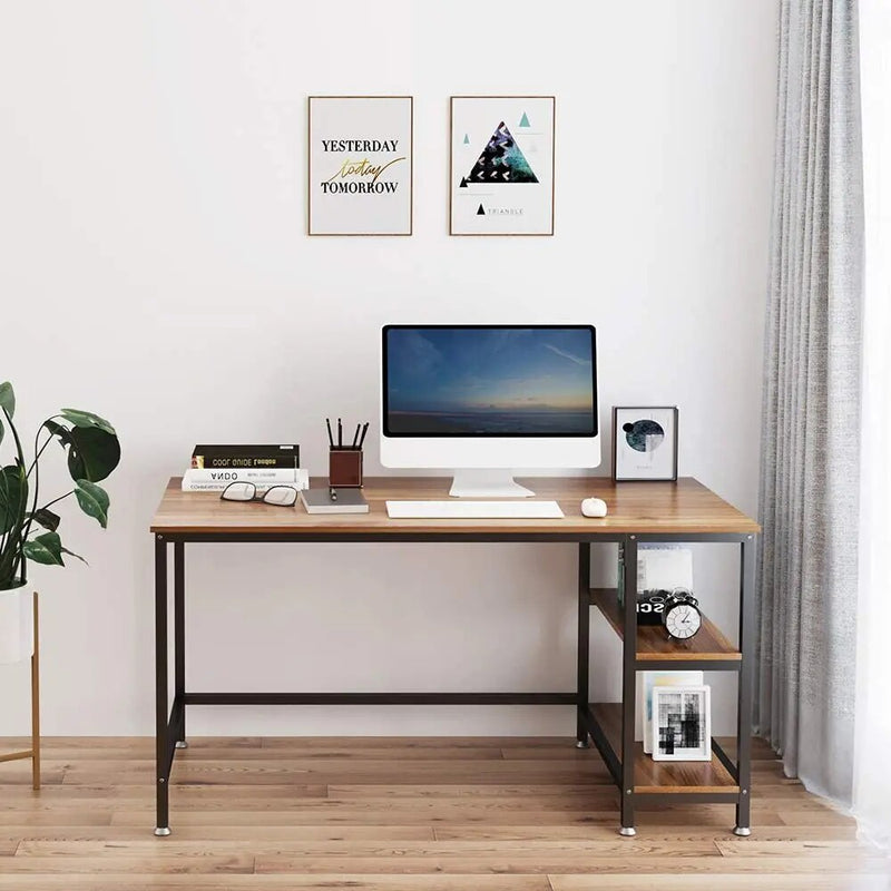 Modern Wood Office Desk with Storage Rack