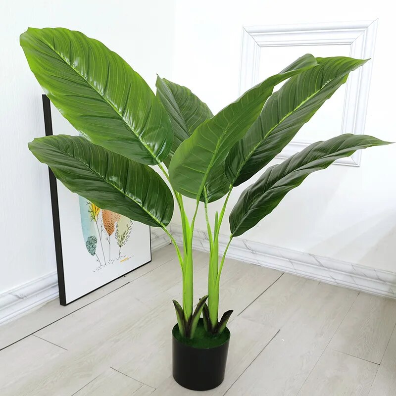 120cm Large Artificial Banana Tree: Green Plastic, Indoor, Tropical Theme, Home/Hotel/Office Decor.