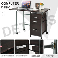 Compact Foldable Laptop Desk with Drawers