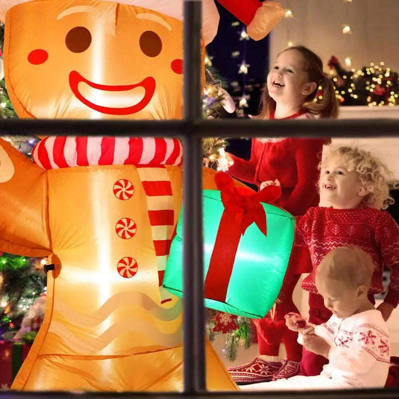 Festive 8ft LED Gingerbread Man Inflatable