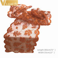 Golden Fall Maple Leaf Lace Table Runner: Elegant Autumn DÃ©cor