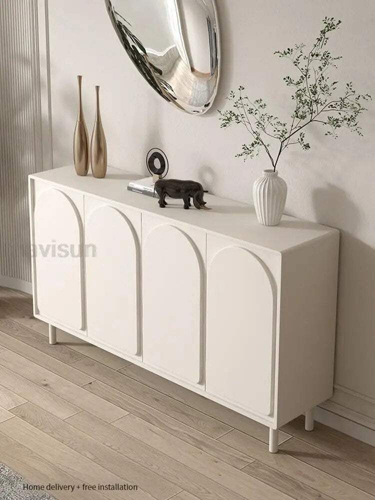 Minimalist White Wood Shoe Cabinet