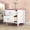 White + Pink Farmhouse Kids Bedside Table