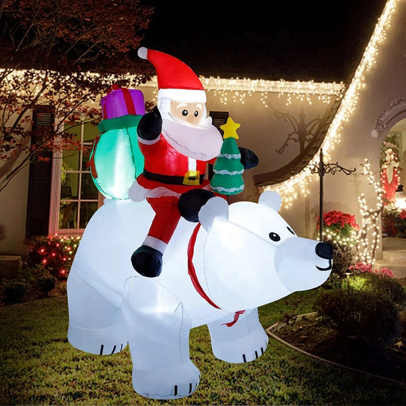 2m Inflatable Santa Bear: Whimsical Christmas Decor!