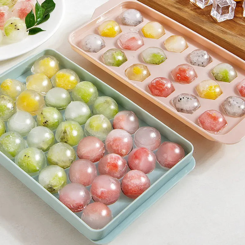 66/33 Mini Ball Maker Mold Ice Ball Mold Hockey Round Frozen Ice Cube Mold with Lid Ice Tray Box Whiskey Cocktail Kitchen Tools