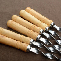 Stainless Steel BBQ Skewers with Long Wooden Handle (6-Pack)