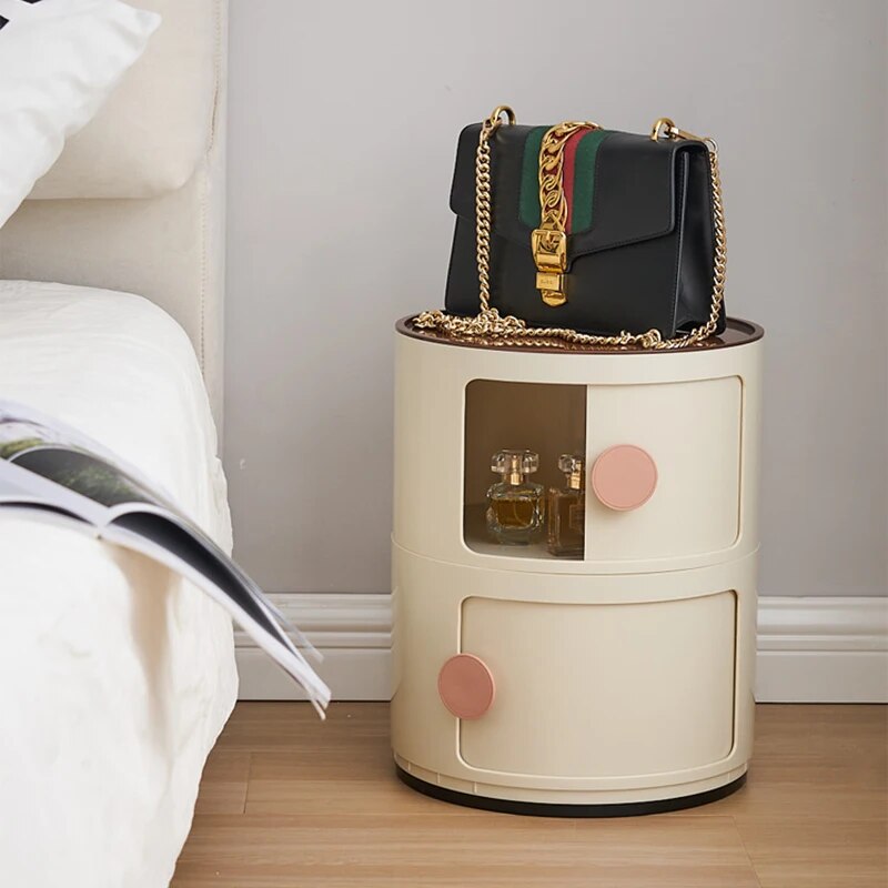 Nordic White Round Nightstand