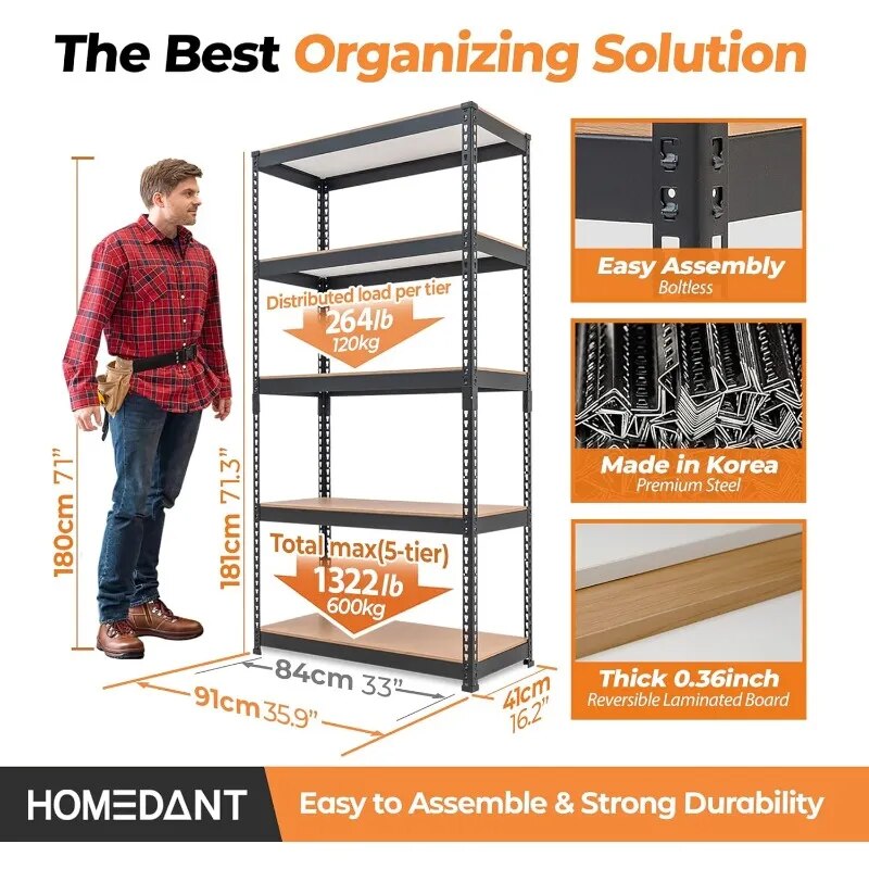 5-Tier Multi-Purpose Metal Shelving Unit