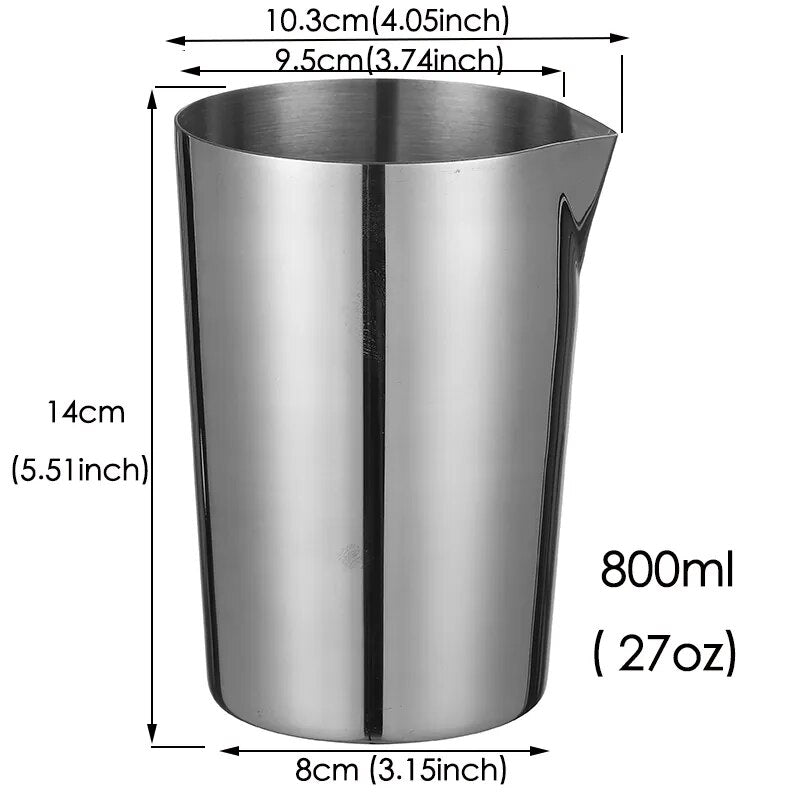 800ml Metal Cocktail Mixing Glass - Stainless Steel Metal Bar Bartending Mixing Pitcher With Etched Pattern