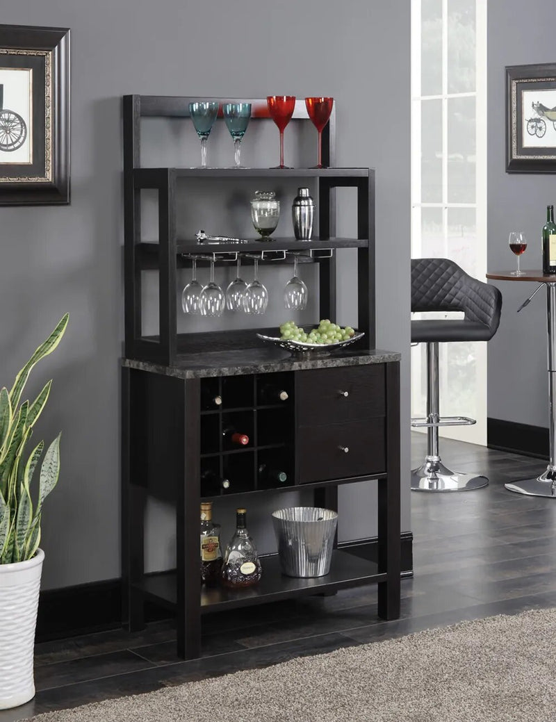 9-Bottle Wine Rack Cabinet with Faux Marble Top