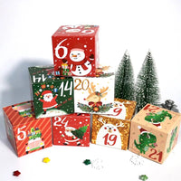 24PCS 1-24 Christmas Advent Calendar Gift Box Kids Xmas New Year Candy Cookies Wrapping Paper Box Christmas Gift Box Home Decor