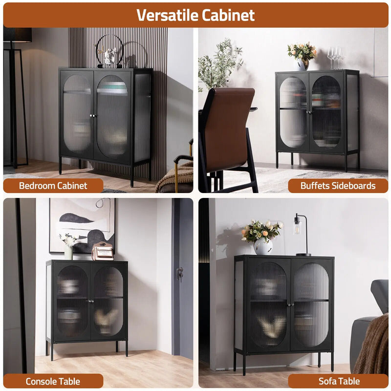 Versatile Glass-Door Storage Cabinet